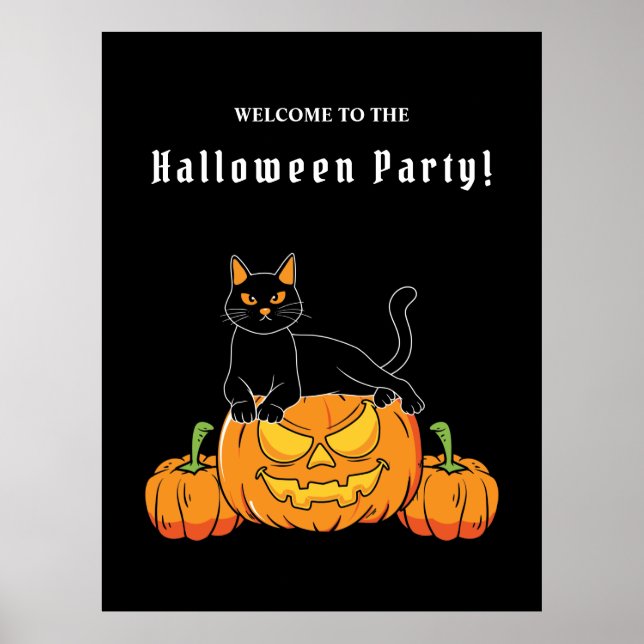 Poster Black Halloween "Cat And Pumpkin" (Frente)