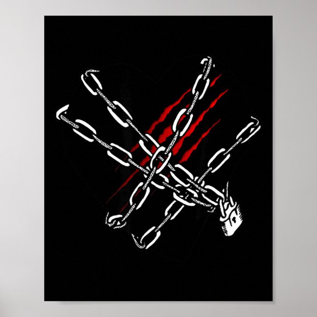 Poster Black Heart Red Chains Cool Gothic Valentine's Day (Frente)