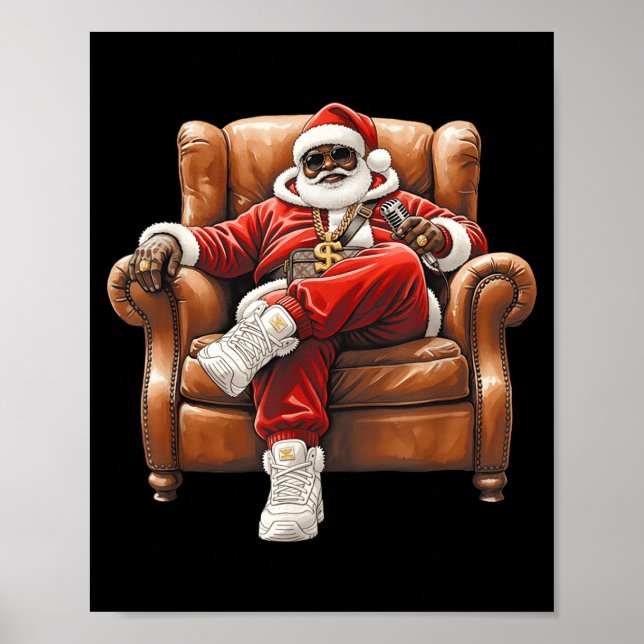 Poster Black Hip Hop Santa Claus African American Santa  (Frente)