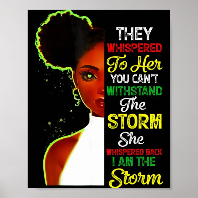 Poster Black History Month African Girl Woman Afro I Am T (Frente)