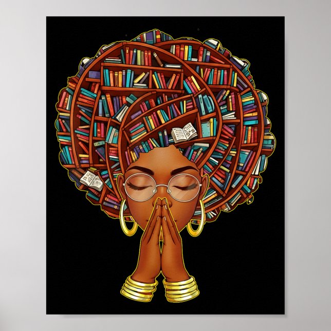Poster Black History Month Afro Book Lover Women Girls Li (Frente)