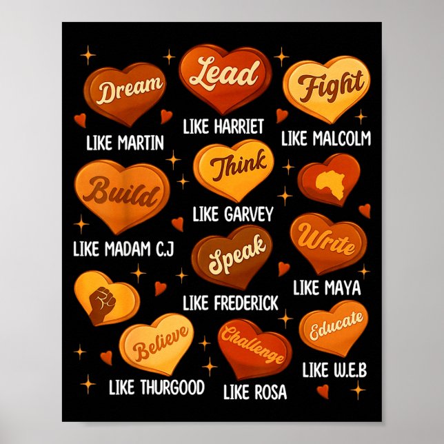 Poster Black History Month Black Leaders African American (Frente)