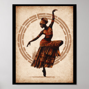 Poster Black History Month Black Woman Tribyl Dancing Jun