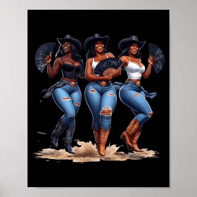 Poster Black History Month Cowgirl Western Afro Black Wom (Frente)