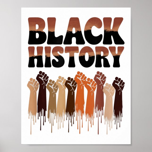 Poster Black History Month Hands Symbol Afro Motivation  (Frente)
