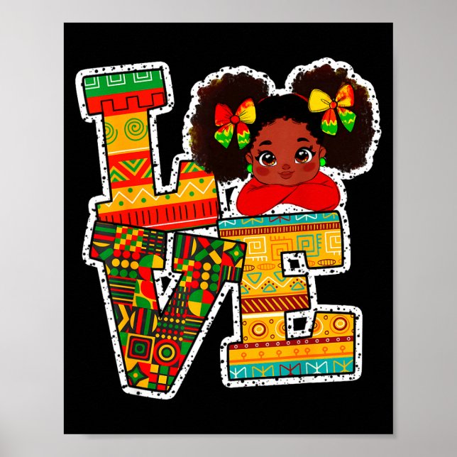 Poster Black History Month Love Afro Toddler Girls Americ (Frente)