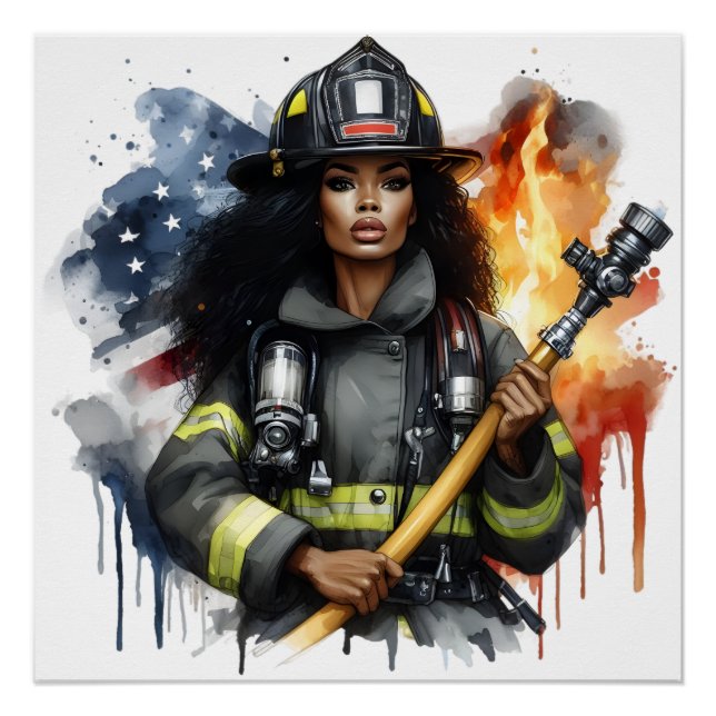 Pôster Black Job African Fire Fighter Sista (Frente)