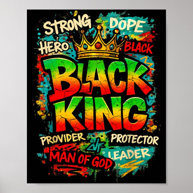 Poster Black King Man Of God Strong Leader Melanin Black  (Frente)