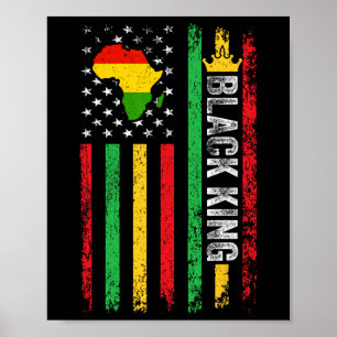 Poster Black King Melanin African American Flag Black You