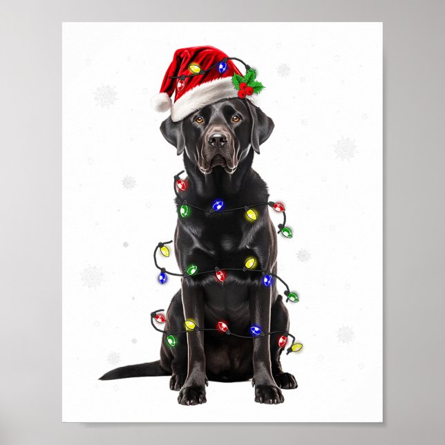 Poster Black Lab Labrador Árvore de Natal Light Pajama Do (Frente)