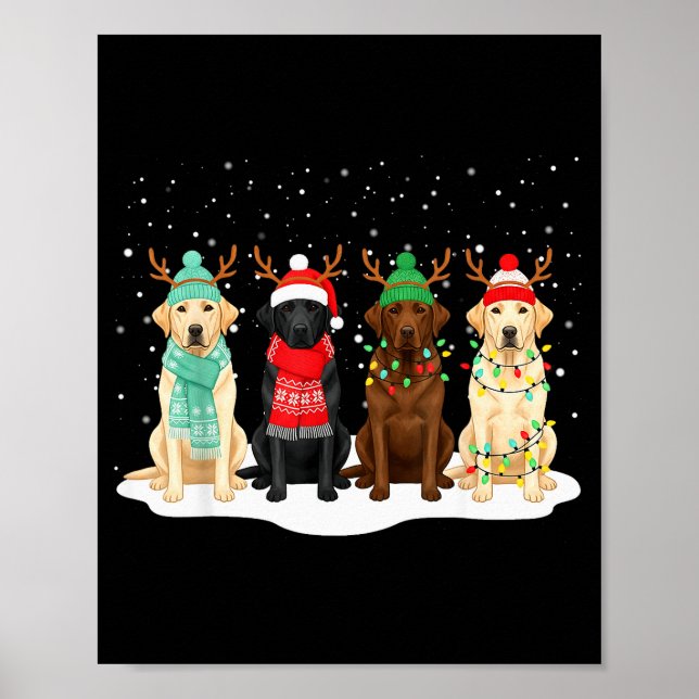 Poster Black Lab Labrador Dog Christmas Crew Matching Fam (Frente)
