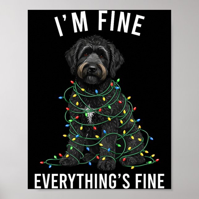 Poster Black Labradoodle Christmas I'm Fine Everything Is (Frente)