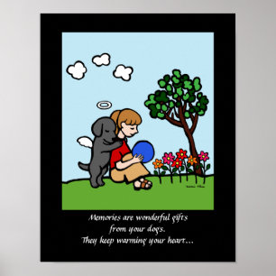 Poster Black Labrador Angel with Love Cartoon 2