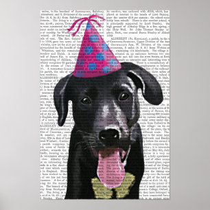 Poster Black Labrador com chapéu de festa