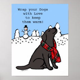 Pôster Black Labrador Tartan Scarf Dark