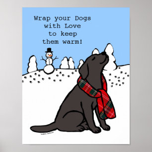 Pôster Black Labrador Tartan Scarf Dark