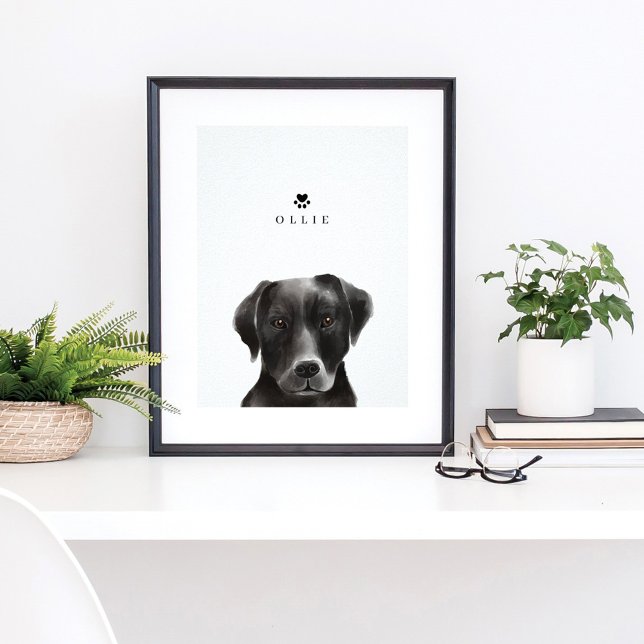 Poster Black Labrador Watercolor Illustration Dog's Name (Criador carregado)
