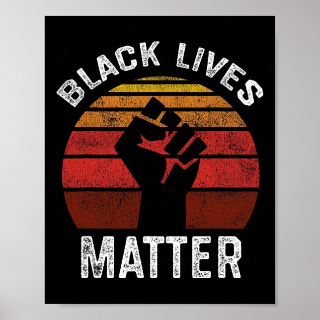 Poster Black Lives Problem Blm Retro Men Mulheres Criança (Frente)
