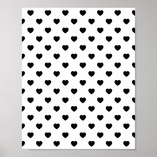 Poster Black Love Hearts White Background (Frente)