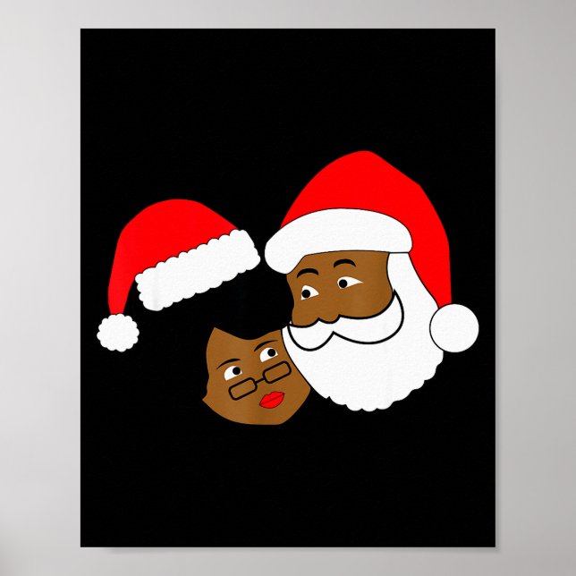 Poster Black Loving Santa Claus And Mrs. Claus Ethnic Chr (Frente)