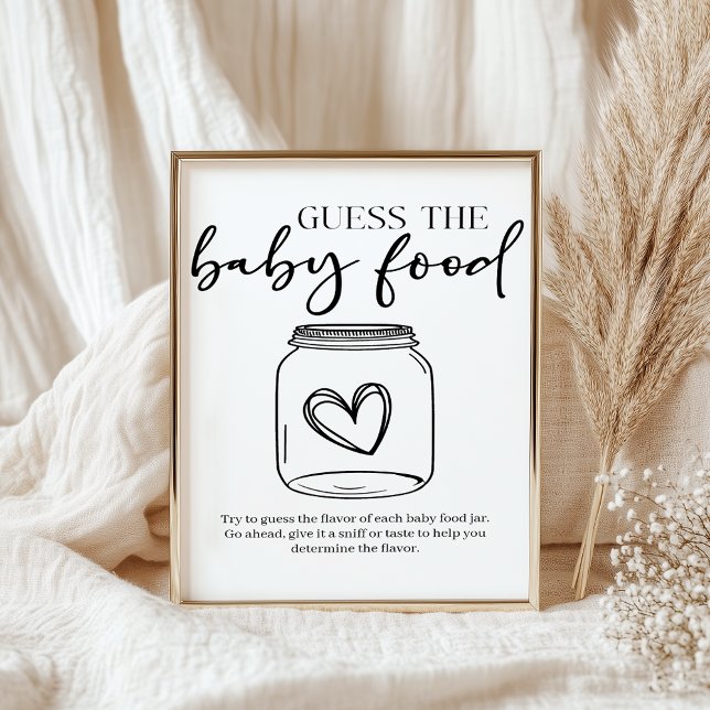 Poster Black Modern Simple Script Baby Guess Baby Food (Criador carregado)