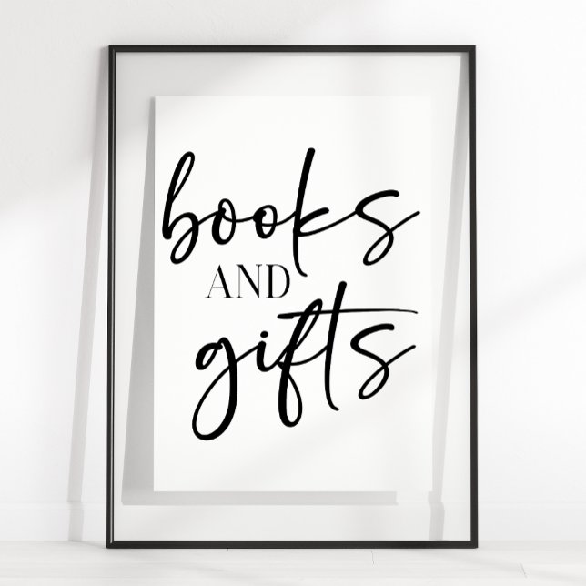 Poster Black Modern Simple Script Baby Shower Books Gifts (Criador carregado)