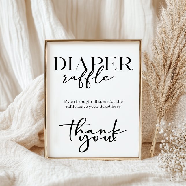 Poster Black Modern Simple Script Baby Shower Diaper (Criador carregado)