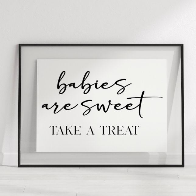 Poster Black Modern Simple Script Baby Shower Favor (Criador carregado)
