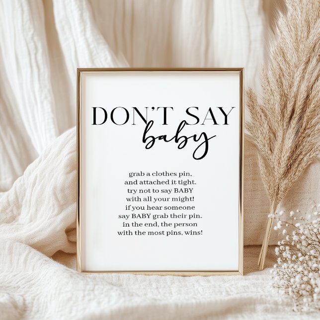 Poster Black Modern Simple Script Baby Shower Game (Criador carregado)