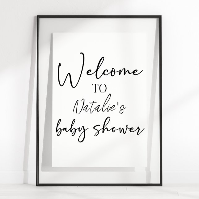 Poster Black Modern Simple Script Shower Sign (Criador carregado)