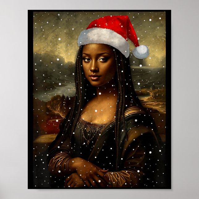 Poster Black Mona Lisa African American Christmas Santa H (Frente)
