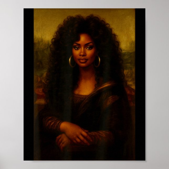 Poster Black Mona Lisa Afro African American Melanin Blac (Frente)