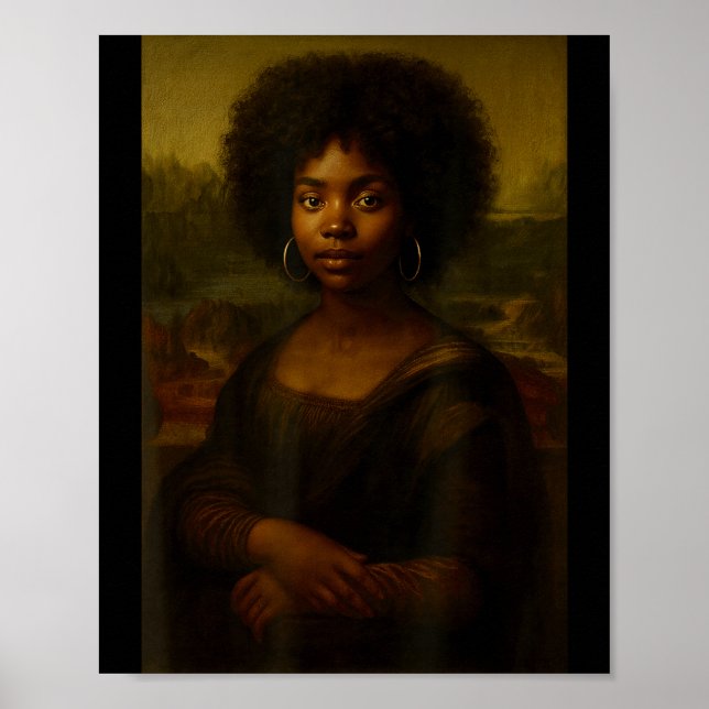 Poster Black Mona Lisa Afro African American Melanin Blac (Frente)