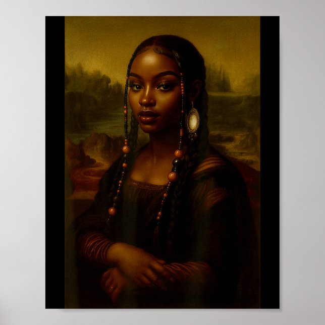 Poster Black Mona Lisa Afro African American Melanin Blac (Frente)