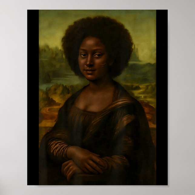 Poster Black Mona Lisa Afro African Melanin Black History (Frente)