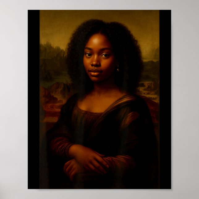 Poster Black Mona Lisa Afro African Melanin Black History (Frente)