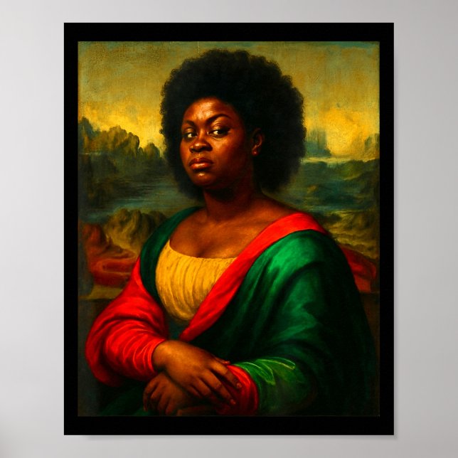 Poster Black Mona Lisa Side Eye Afro Woman Black History  (Frente)
