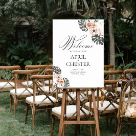 Poster Black Palm Wedding Welcome Sign