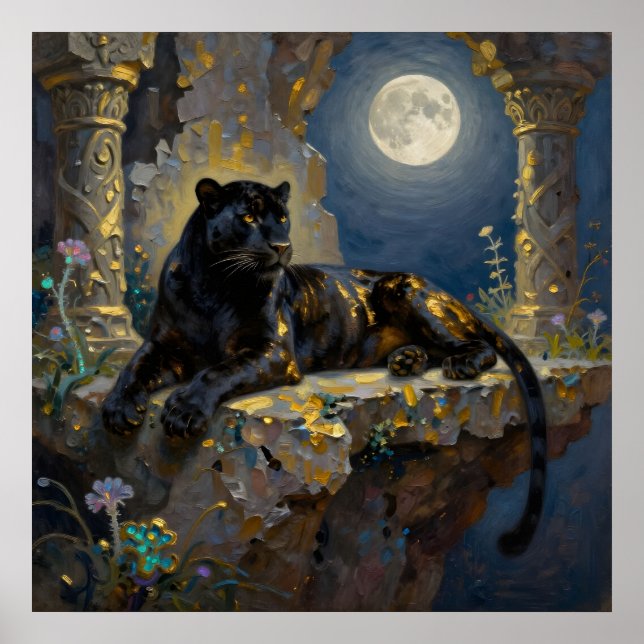Poster Black Panther under the Full Moon  (Frente)