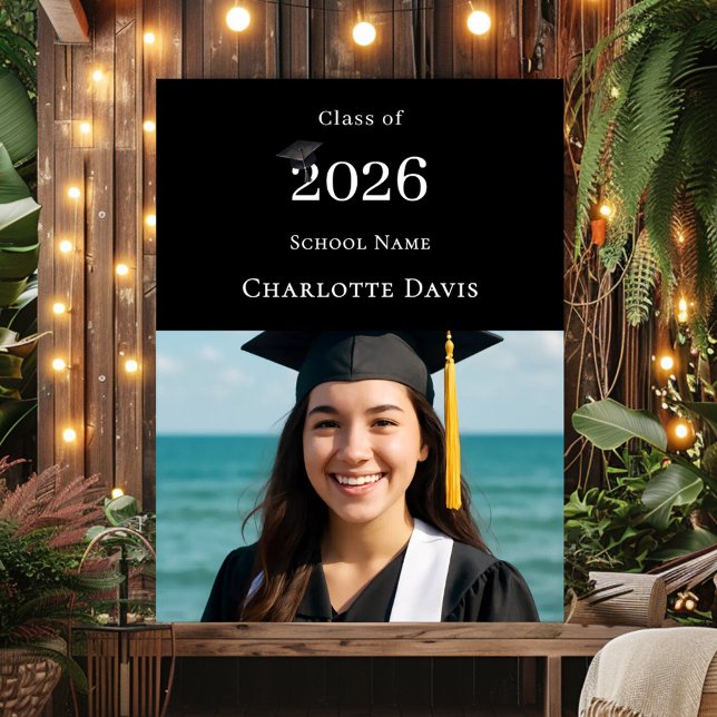 Poster Black photo modern Graduation Party welcome (Criador carregado)
