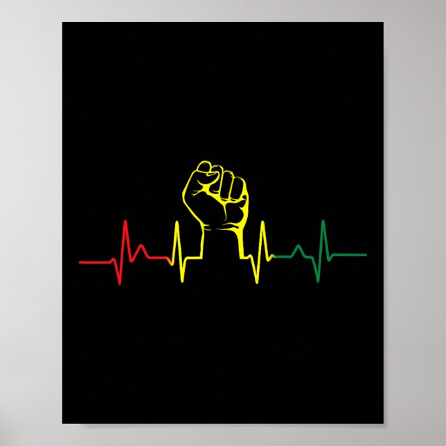 Poster Black Power Fist Heart beat African American Pride (Frente)