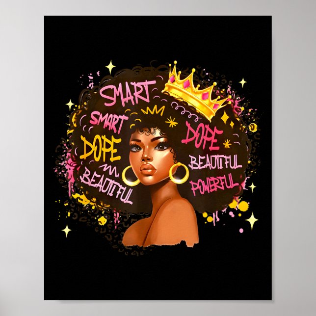 Poster Black Queen Dripng Afro Melanin Black History Mont (Frente)
