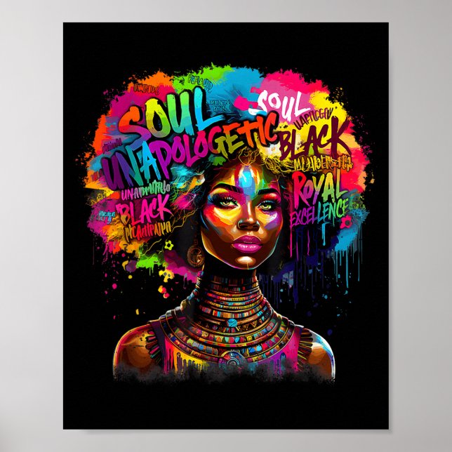 Poster Black Queen Dripng Afro Melanin Black History Mont (Frente)
