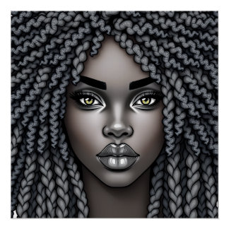 Pôster Black Queen Melanin Afrocentric Sista Dreads Locs