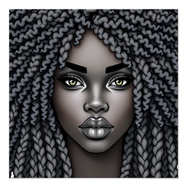 Pôster Black Queen Melanin Afrocentric Sista Dreads Locs (Frente)