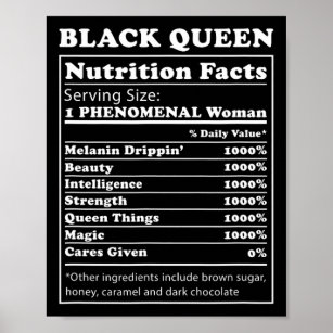 Poster Black Queen Nutrition Facts Black History Mont Bl