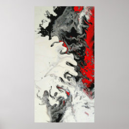Poster Black Red Modern Abstrato Fluid Art
