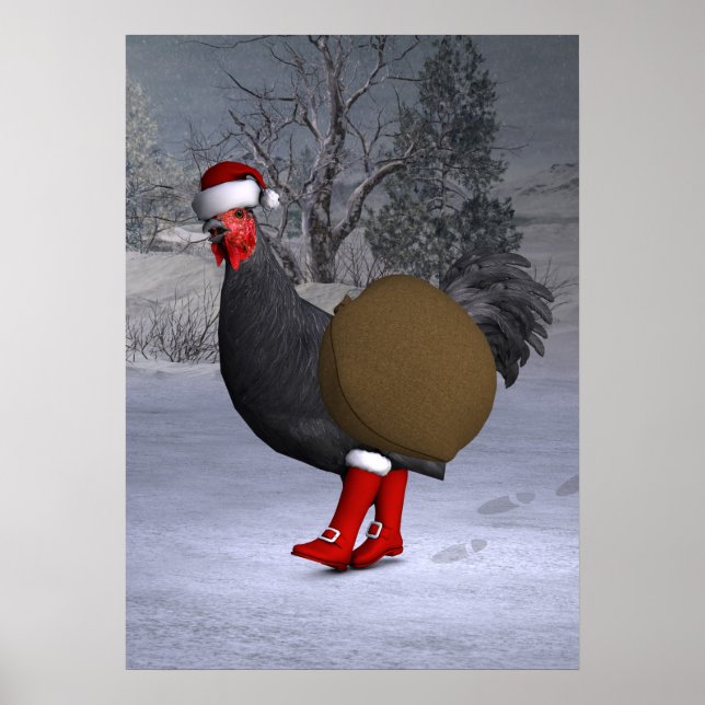 Pôster Black Rooster Santa Claus (Frente)