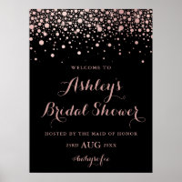 Black Rose Gold Confetti Boas-Vindas ao Chá de Noi