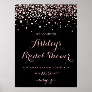 Poster Black Rose Gold Confetti Boas-Vindas ao Chá de Noi